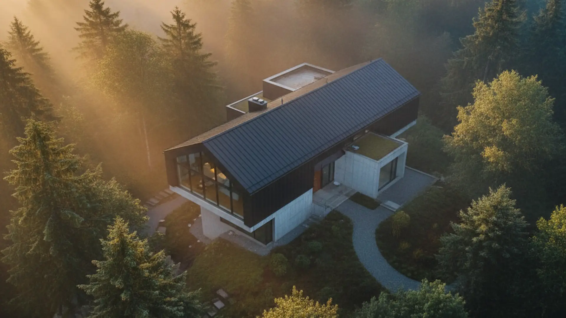 Stylish modern roofline of a high-end home